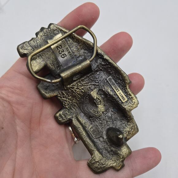 Logging Semi Truck Metal Chicago Belt Buckle Rectangle Shaped Vintage 1980 - Picture 3 of 5